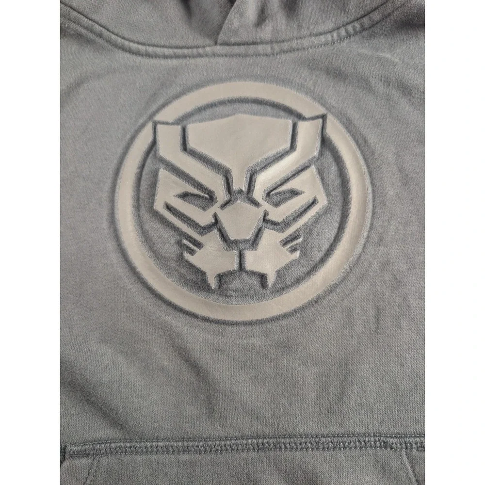 Gap Kids x Marvel Black Panther Hoodie Boys Size S (6-7) Gray Pullover Embossed